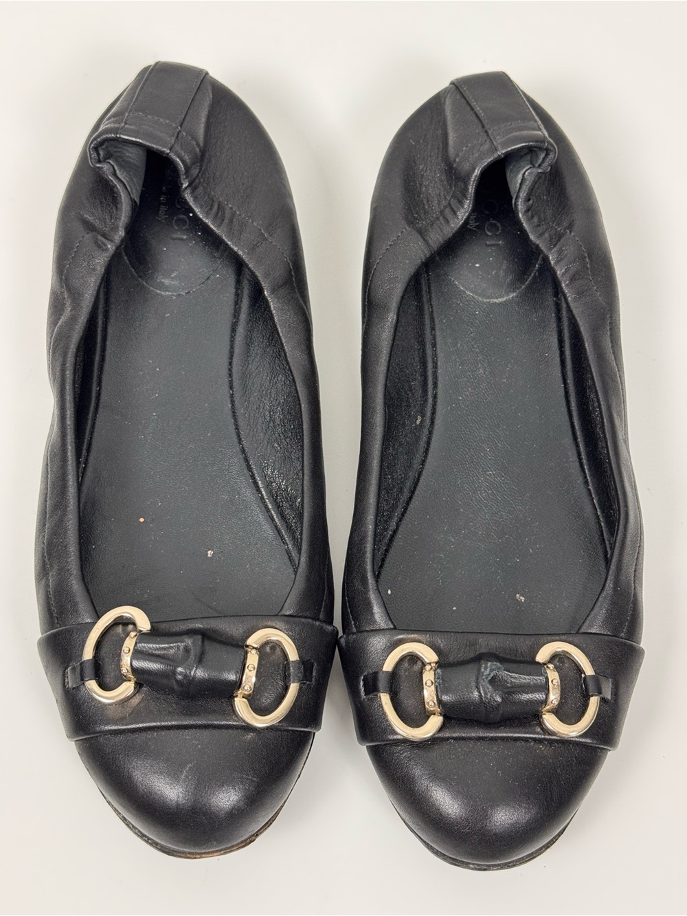Gucci Black Leather Horsebit Ballet Flats Shoes Size 36 Made in Italy